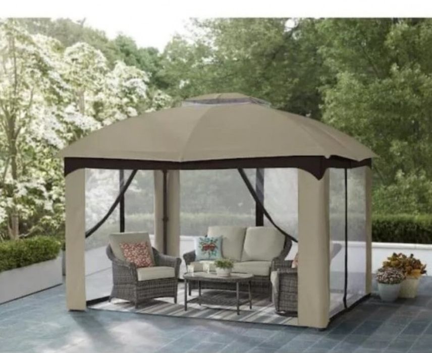 Градинска Шатра Градински Павилион с двоен покрив пердета и комарници