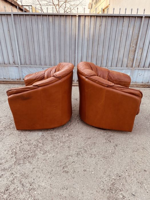 Винтидж кожени въртящи кресла – естествена кожа, внос от Швеция