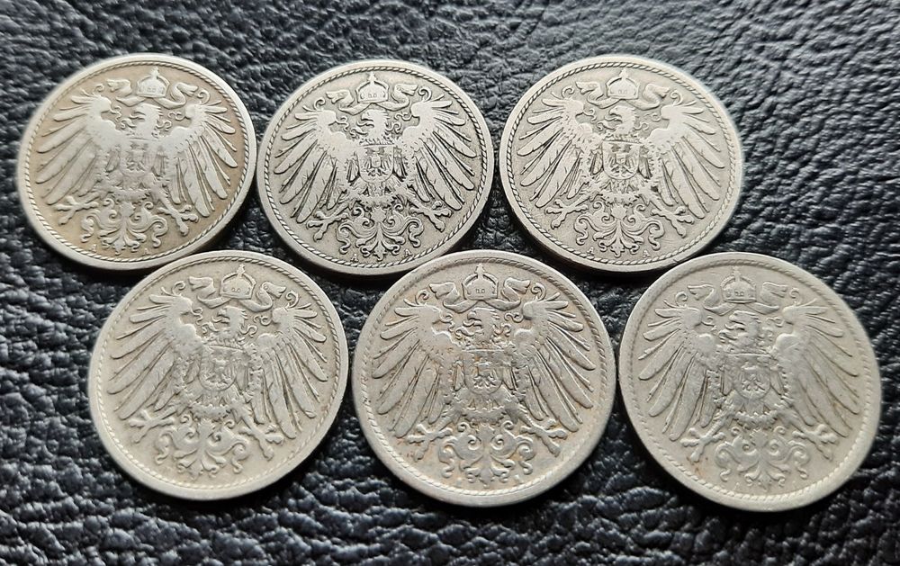Стара монета/и 10 пфенига 1900,1901,1906,1907 и 1908 г. Германия