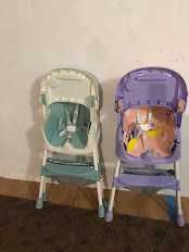 Scaun de masa bebe 4 in 1.Varsta 6-72 luni, Scaun inalt pliabil,4 roti silicon, 2 x Tava detasabila, Culoarea verde