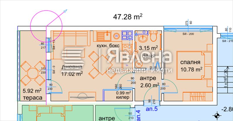Продава се Двустаен апартамент в Варна, м-т Пчелина - 57 кв.м за 1053 €/кв.м - Снимка #1