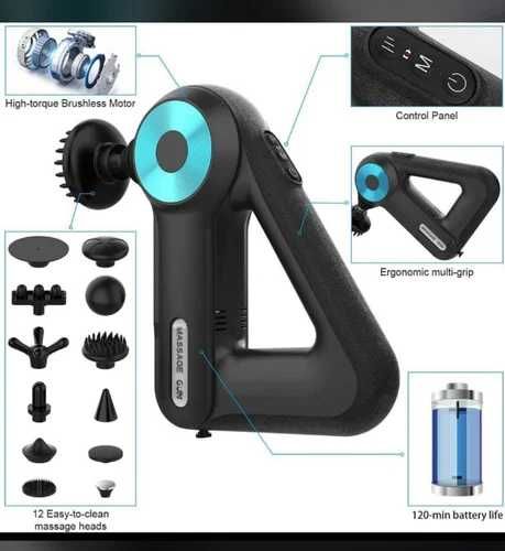 Перкуссионный массажер для тела Massagr GUN 12  насадка поколение