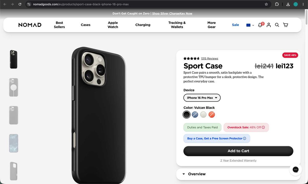 Husă Nomad Sport Case iPhone 16 pro Max black