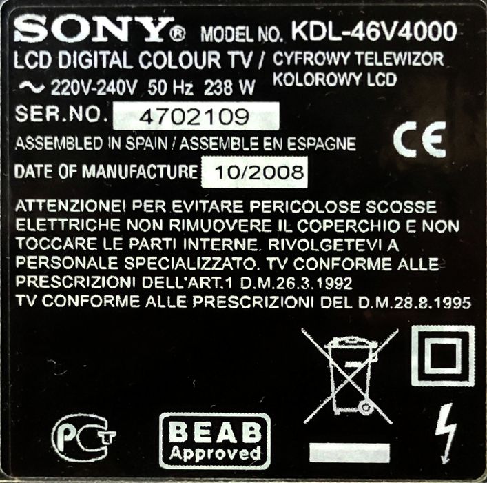 televizor Sony  kdl 46v4000