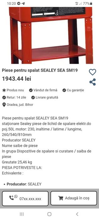 Cuva pentru spălat piese 50l