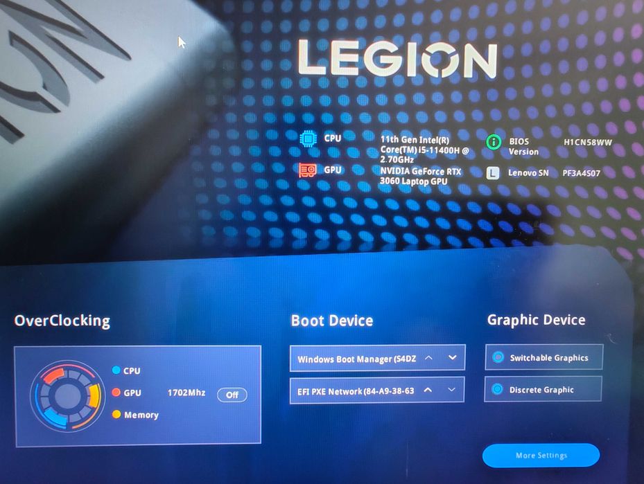 Lenovo Legion 5 17.3" (17ITH6H) — i5-11400H @ 2.70GHz RTX 3060, 16GB RAM, 1TB SSD, 144Hz FHD
