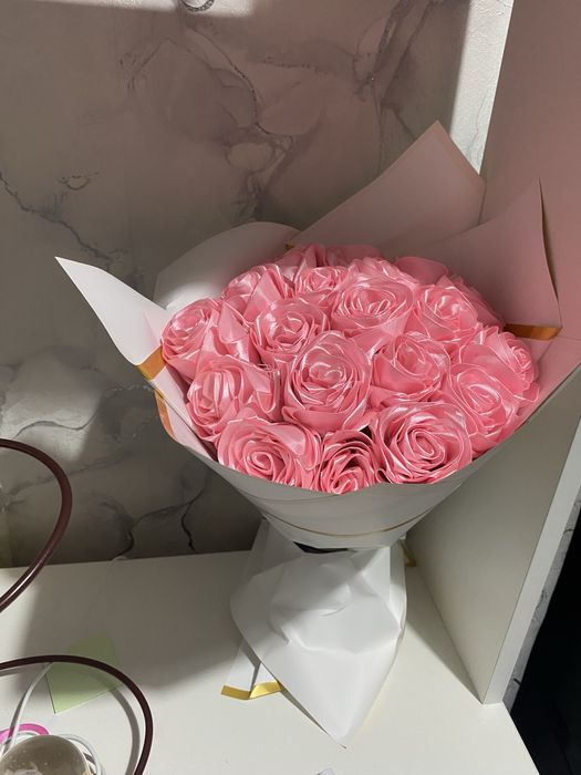 Букет из атласной ленты