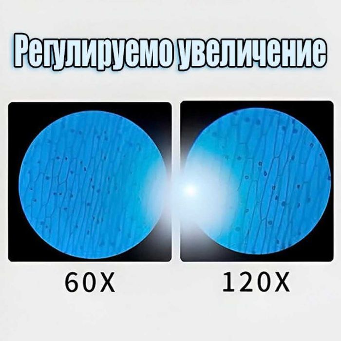 Детски преносим микроскоп с LED светлина, 60x-120x увеличение и стойка