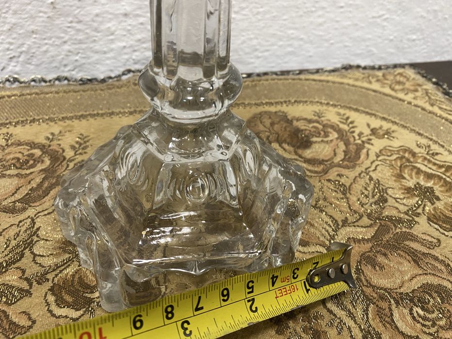 Настолна стъклена лампа със стъклен абажур Чехословакия 1930 1950