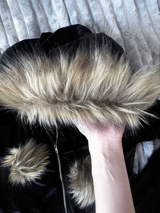 Luxury Black Velvet Hoodie with Faux Fur Custom Statement Piece
