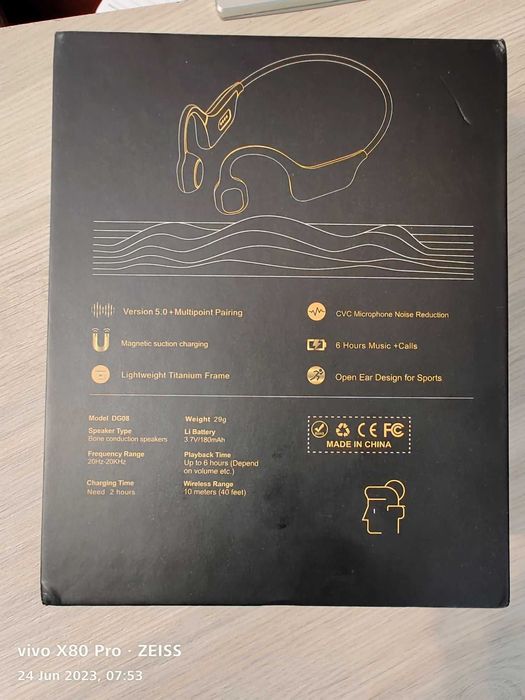 Casti conductie osoasa (bone conduction) DG08 pro, MP3 player 32 Gb