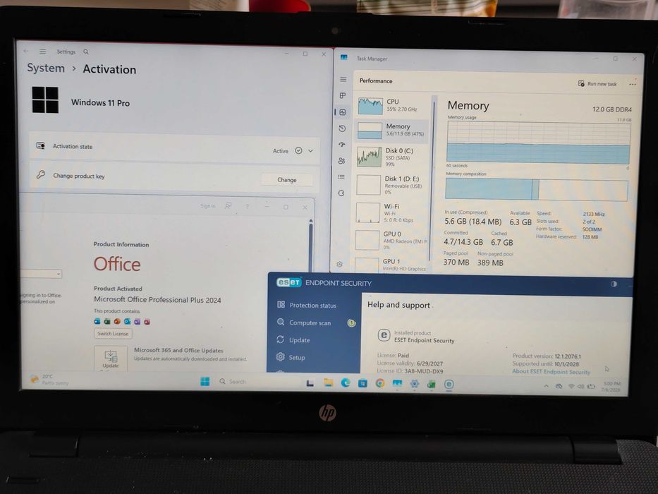 Laptop HP model BS012NG cu i7 ,480Gb stocare, 12Gb ram