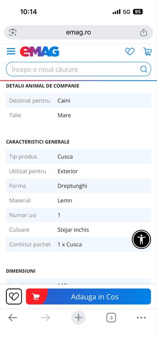 Cusca caine solida,izolata,pereti dublii