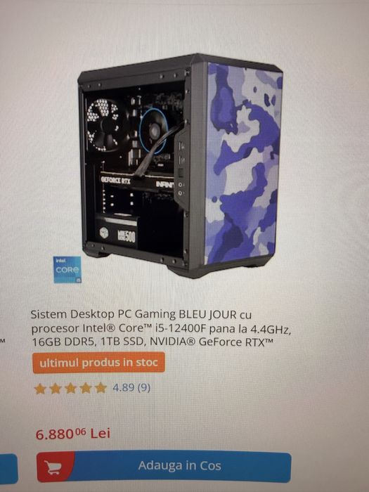 PC Gaming Core i5 12400f memorie RAM 16G DDR5 pl.video RTX5060ti 8GB si 1TB SSD NVME