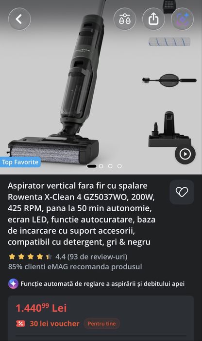 Aspirator vertical cu spalare Rowenta X-clean 4