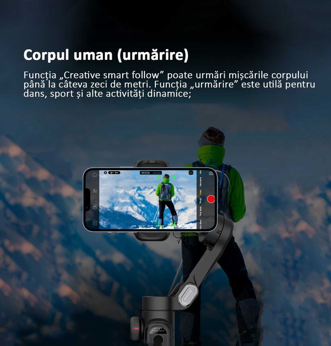 Stabilizator Imagine Telefon, Bluetooth, Pliabil, Tripod inclus, Negru