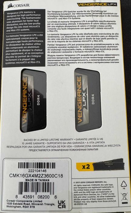 Corsair Vengeance LPX 16GB (2x8GB) DDR4 3600MHz (CMK16GX4M2D3600C18)