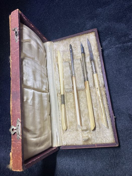 Set antic de scris / corespondență francez, cca. 1900, mânere os