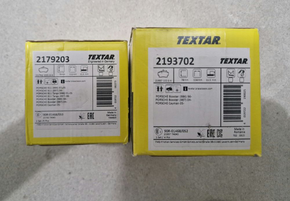 Placute frana Porsche Boxster 986 / 987, Cayman 987, Textar