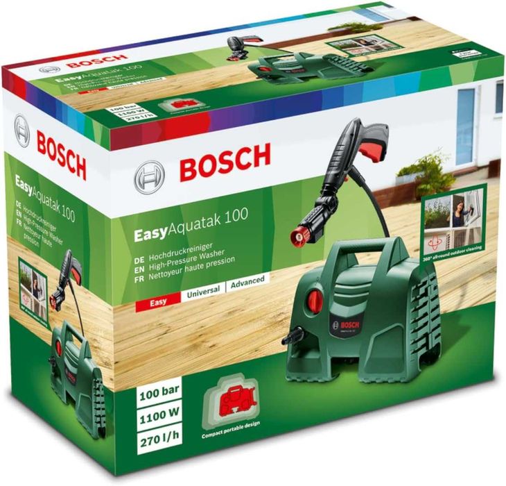 ПРОМО Нова 2г Гаранция Водоструйка Bosch EasyAquatak 100, 1200 W, 100 бара, 300 л/час, 06008A7E00,