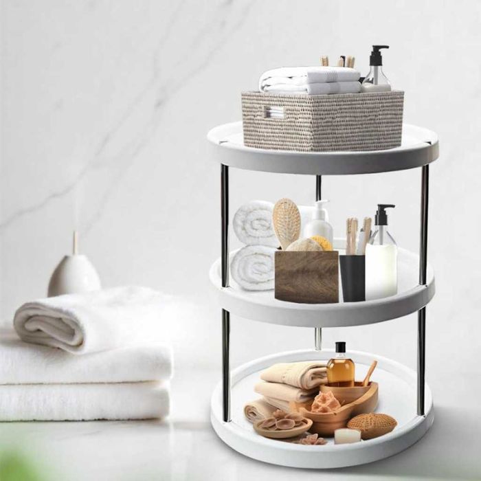 Въртяща се 3-етажна поставка – 360° организация за кухня, баня и дом