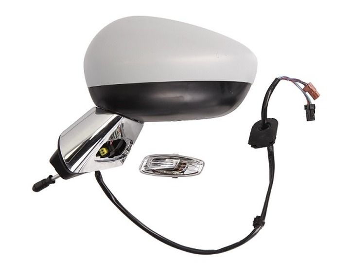 Oglinda exterioara Citroen Ds3, 03.2010-, stanga/dreapta, reglare electrica; grunduit; incalzita; geam convex; cromat; pliere electrica; 9 pini; cu semnalizare; crom base