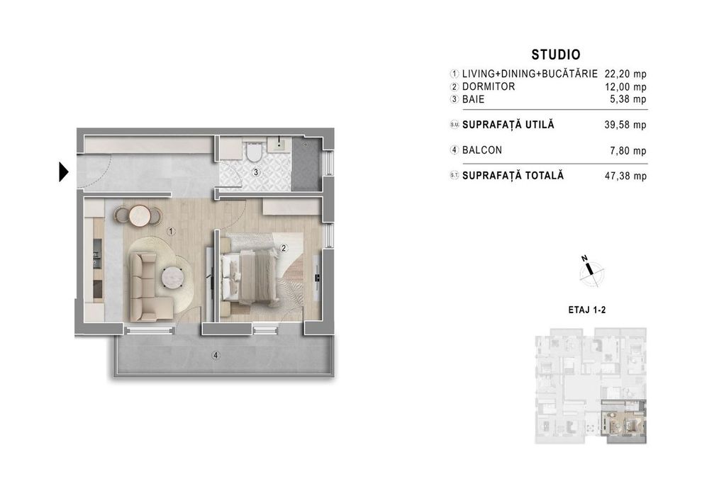 Studio | Bloc P+3E | Comision 0% | Popești Leordeni, Metrou Berceni