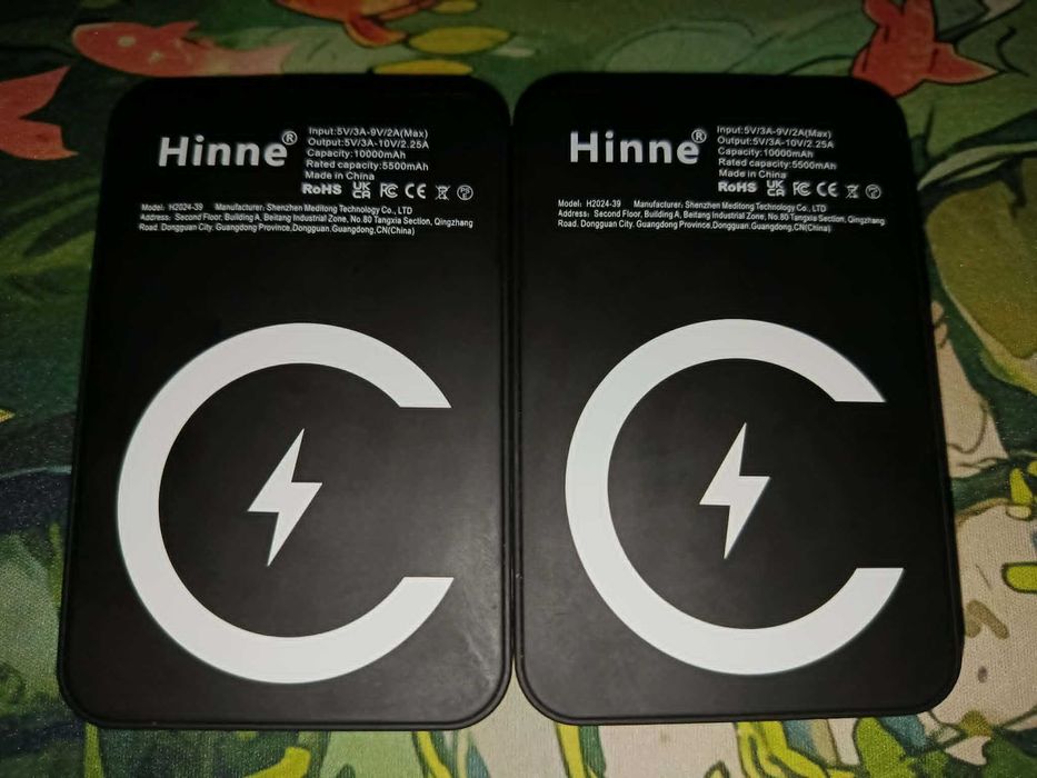 2x Baterii Externe Hinne 10000mAh - Fast Charge 22.5W & Wireless 15W