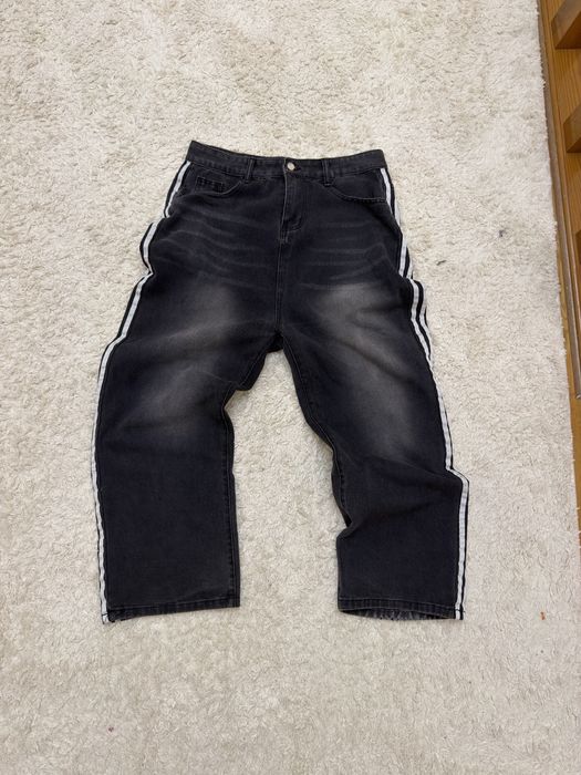 Черные широкие джинсы с лампасами / Wide Leg / Baggy