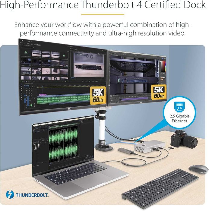 StarTech.com Thunderbolt 4 Мултидисплейна докинг станция,2x HDMI/2x DP