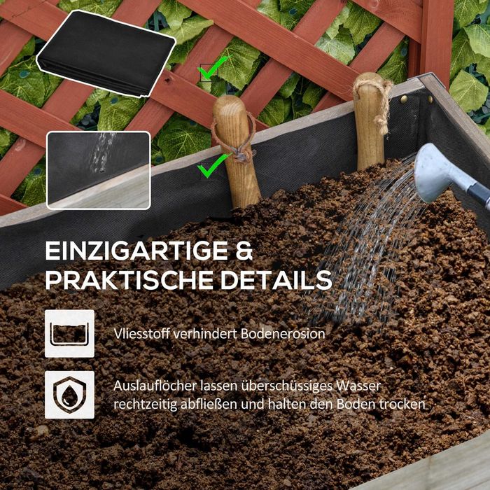 Саксия Outsunny с повдигната леха с 2 сгъваеми рафта Долен рафт