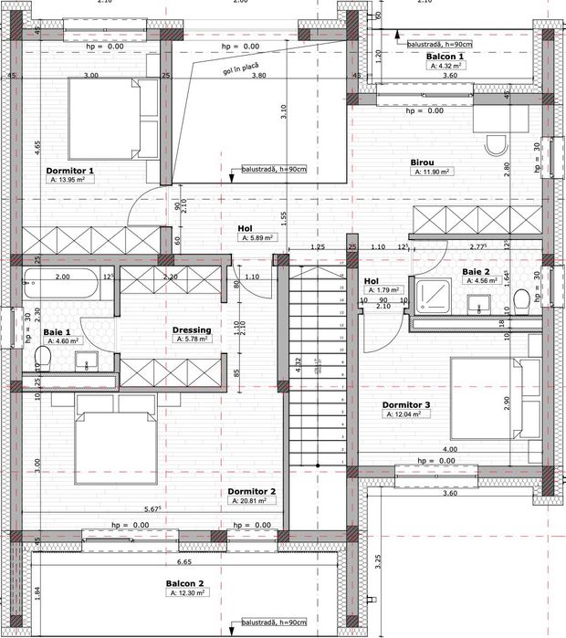 Casa moderna semifinisata, 183m2(+17m2 balcoane) si teren 786m2.