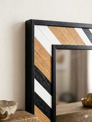 Oglindă de Perete - Design Geometric Wood