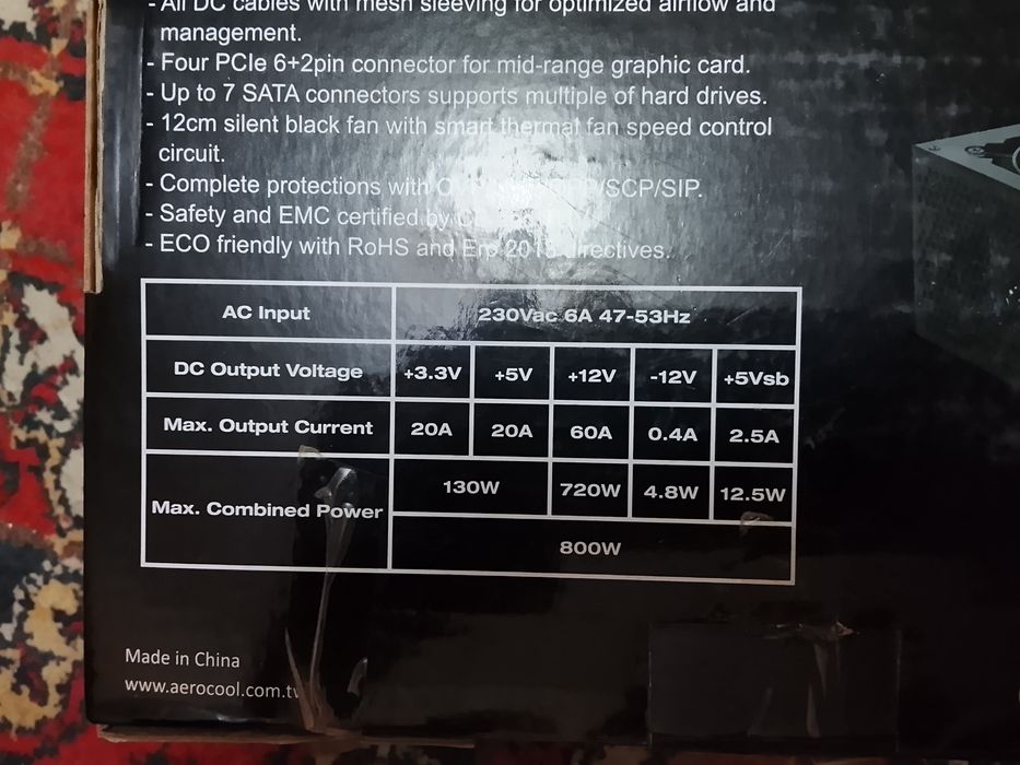 Blok pitaniya aero Cool Kcas 800watt