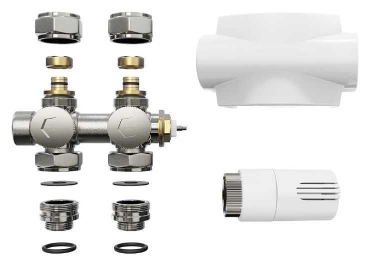 Комплект Heilmetz® Multiblock за свързване на радиатора с термостат