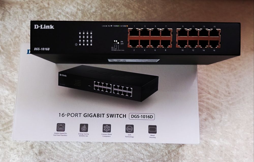 Суич D-Link DGS-1016D, 1000Mbps, 16 порта, 16x 10/100/1000 Mbps