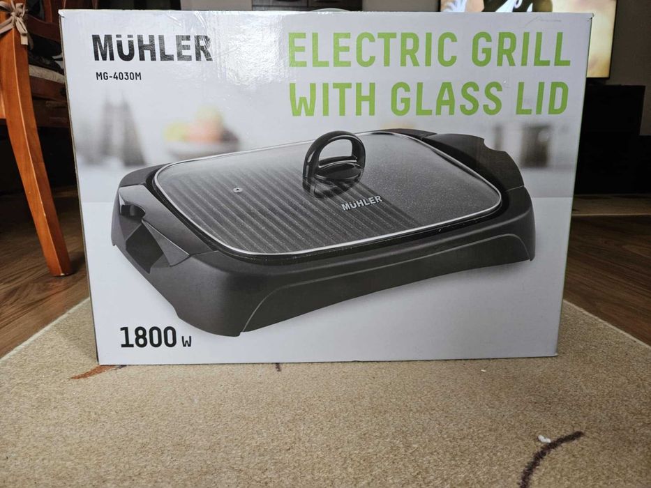 Скара електрическа с капак MUHLER MG-4030M, мраморно покритие, 1800W