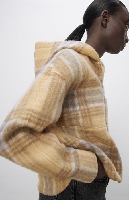 Zara Кариран въленен суичър жълто/синьо/сиво