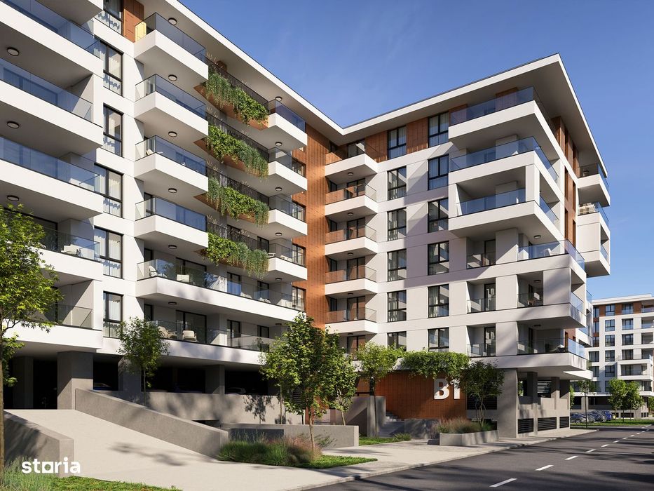 Apartament cu 2 camere, decomandat, proiect cu piscina si spatii verzi