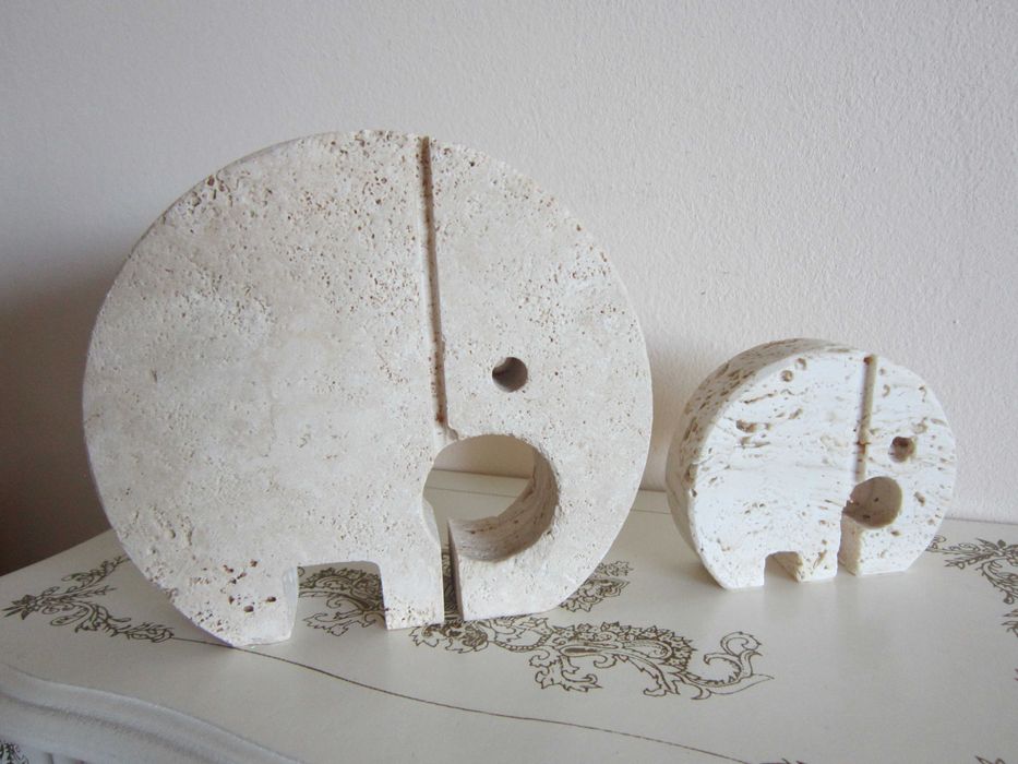cadou rar arta Elefanti by Enzo Mari travertin Fratelli Mannelli  1970