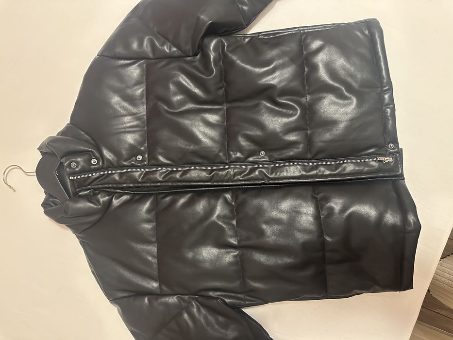 Черно кожено,зимно яке