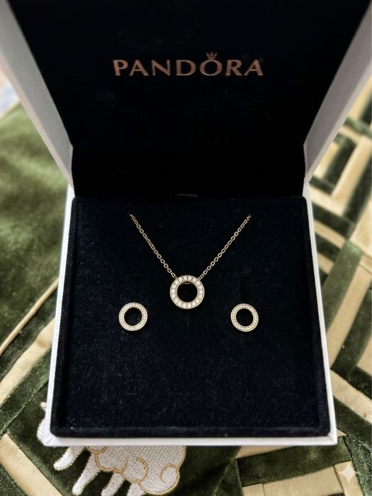 Pandora комплект покрытый розовым золотом 14к