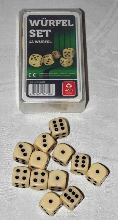 Set  12 zaruri de Fildes  numerotate 1-6 alb ASS originale