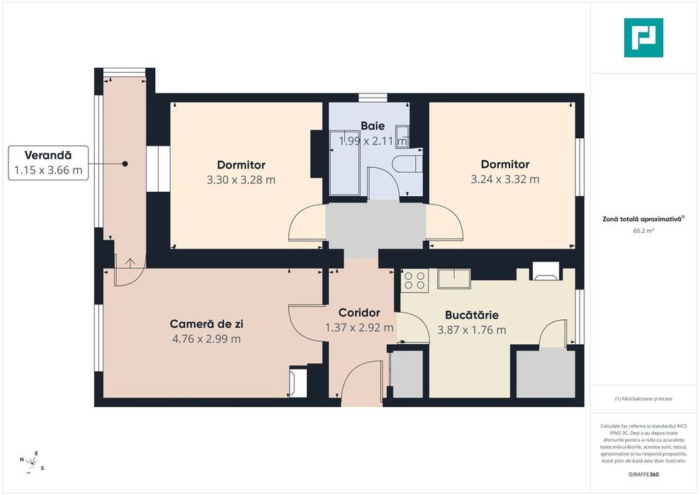 Apartament cu 3 camere zonă centrala în Lipova
