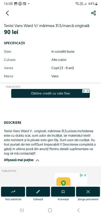 Tenisi Vans Ward V,  originali copii,nr.31,5