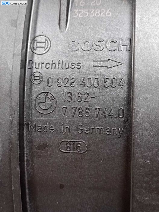 Debitmetru Aer BMW Seria 5 E60 E61 525 2.5 D 120KW 130KW 145KW 2003 - 2010 Cod 0928400504 7788744 13.62-7788744.0 (cod compatibil 0928400529) [M6435]