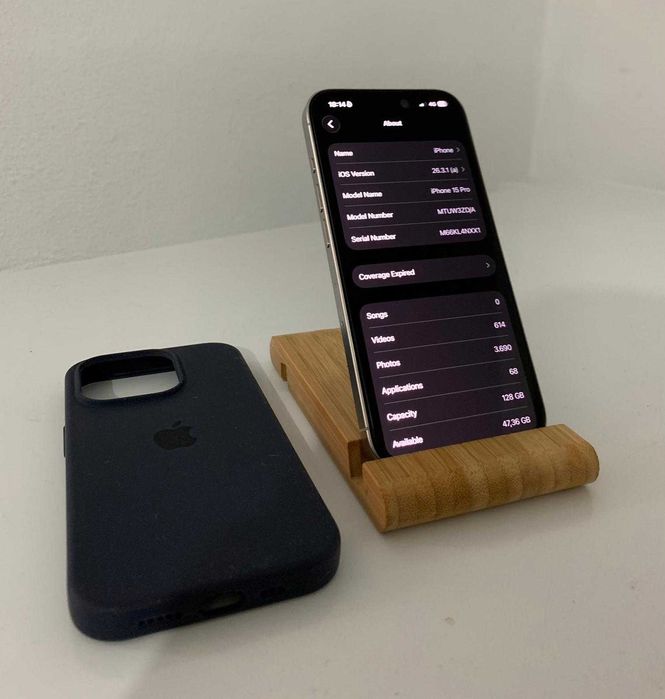 Apple iPhone 15 Pro, White Titanium, 128GB, Neverlocked, 86% Sănătatea Bateriei