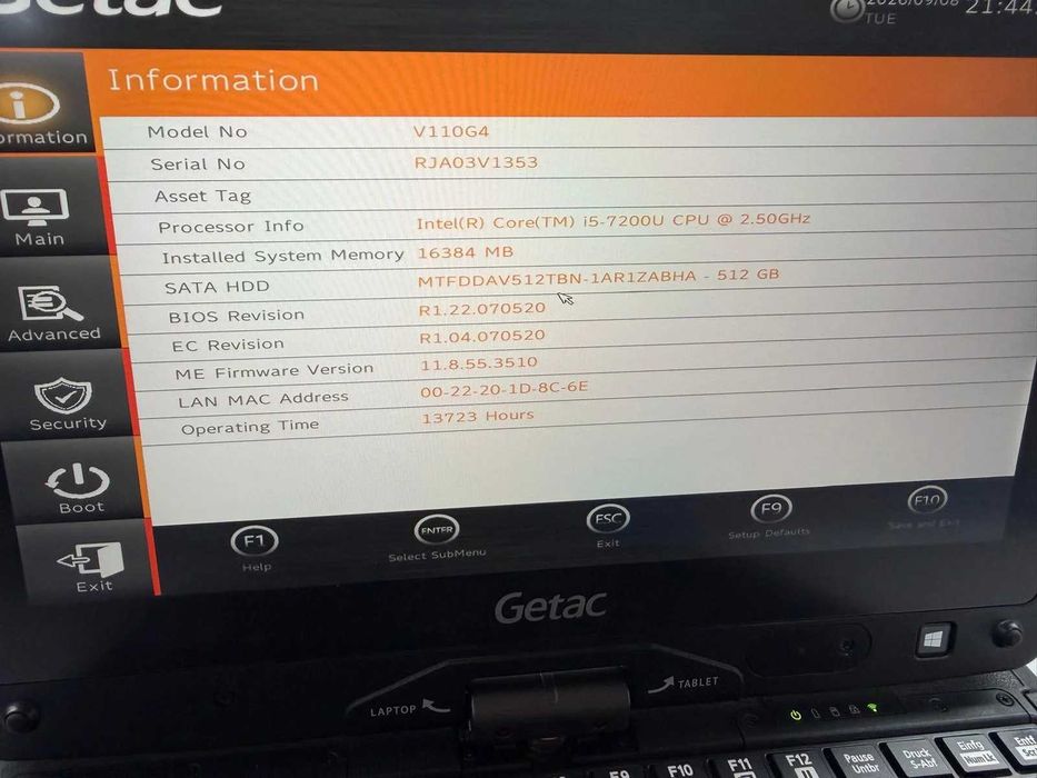 Laptop SH GETAC v110 g4 Fully Rugged i5-7200U SSD 512Gb 16GB Ram diagnoza auto touchscreen