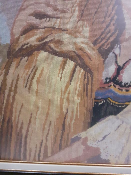 Ръчно ушите гоблен Жътварка,с рамка с плексиглас