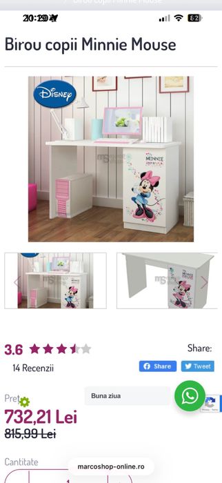 Mobilă cameră fetiță Minnie Mouse – stare foarte bună